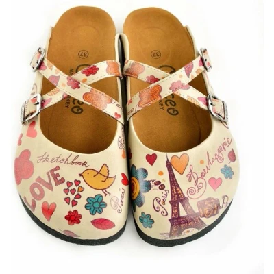 Afbeelding van GOBY Love Sketchbook Clogs Slippers Hoge kwaliteit Handmade Maat 36