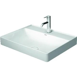 Afbeelding van Duravit durasquare opzetwastafel 600 mm wit hoogglans kraanvlak zonder kraangat geslepen wondergliss 23546000701
