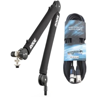 Afbeelding van Rode PSA1+ PLUS Black microfoonarm tafelstatief zwart + keepdrum XLR kabel