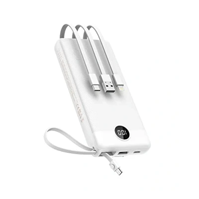 Afbeelding van VEEKTOMX 20000mAh Power Bank met Ingebouwde Kabels, Powerbank USB C 2,4A Fast Charge 5 Output en LED display Externe batterij Compatibel iPhone 14pro/Galaxy s22/ipad/Xiaomi/Huawei/Verwarmd vest