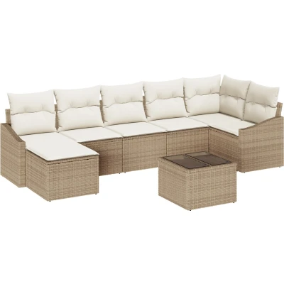 Afbeelding van vidaXL 8 Persoons Tuin Sofa Set met Kussens Bruin Poly Rattan
