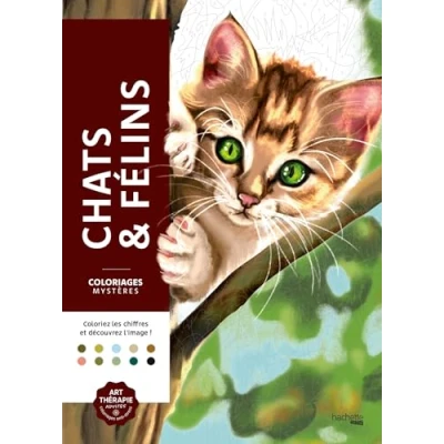 Afbeelding van Coloriages mystères Chats et félins: Coloriez les chiffres découvrez l&#039;image !