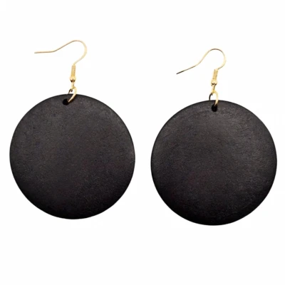 Afbeelding van Zilveren oorhangers zwart Hout 5 cm Tordis Charme Bijoux