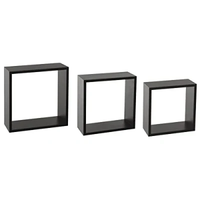 Afbeelding van Atmosphera wandbox set van 3 Zwart Wandelement Staanplaat Hout