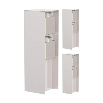 Afbeelding van ledscom.de 3 stuks tuincontactdoos POMI voor buiten, IP44, 2 voudig, roestvrij staal, kunststof, vierkant, 23 cm