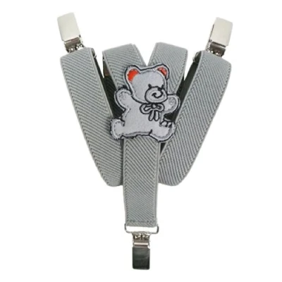 Afbeelding van Olata Y Vorm Elastische Bretels voor Kinderen met Teddy Design (0 2 Jaar) cm. Lichtgrijs