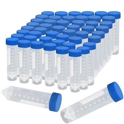 Afbeelding van BITEFU 50 stks ml centrifugebuizen PP reageerbuizen met deksels, duidelijke afgestudeerde markeringen, conisch+platte bodem