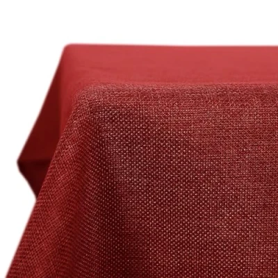 Afbeelding van Deconovo Linnen Kerst Tafelkleed Waterafstotend Rechthoekige Tafeldoek met Lotuseffect in Polyester Afneembaar voor Eettafel Partij Rood 150x300cm