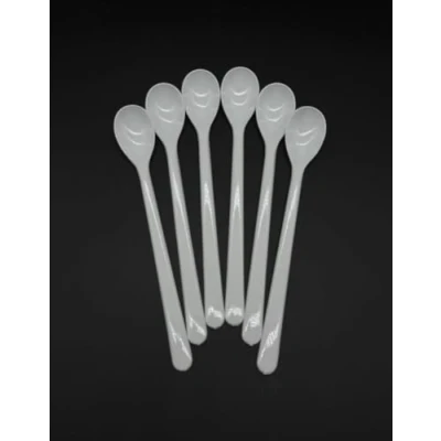 Afbeelding van Kimmel Multifunctionele lepel yoghurtlepel ijslepel cocktaillelepel 6 stuks herbruikbaar, kunststof, wit