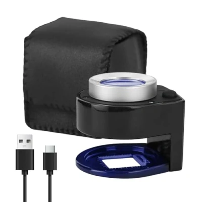Afbeelding van Handheld 30X Oplaadbare Vergrootglas Linnen Test Loep, 6 LED Desktop Metalen Draagbare Vouwschaal Eye Loop voor Textiel Sieraden Collectie Reparatie