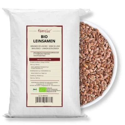 Afbeelding van Kamelur Bio lijnzaad geheel (25 kg) biologisch bruin zonder toevoegingen