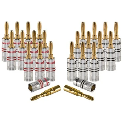 Afbeelding van Poppstar 24x High End Bananenstekker, voor Luidsprekerkabel (tot 6 mm²), Speakers, Luidspreker, AV Receiver, 24k Vergulde Contacten (12x zwart, 12x rood)
