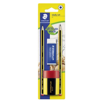 Afbeelding van Potlood Staedtler Noris HB blister à 2 stuks met gum en slijper