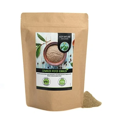 Afbeelding van Alpi Nature Pepperzwarte grond (1 kg) zwarte pepergrond 100% natuurlijk zonder additieven veganistisch peperkorrels zwart