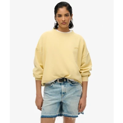 Afbeelding van Superdry Vrouwen Essential Oversized Sweatshirt met Ronde Hals en Logo Geel Grootte: 42