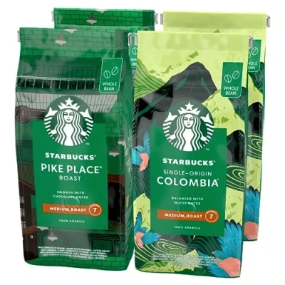 Afbeelding van STARBUCKS Pike Place Roast, Single Origin Colombia Koffiebonen 450g (4 Zakken)
