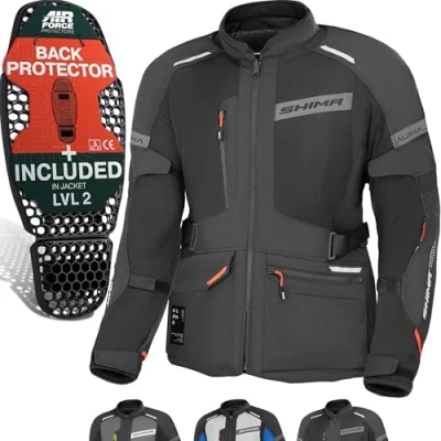 Afbeelding van SHIMA Alpha waterdichte motorfiets textieljas, zwart, afmeting 4XL voor man