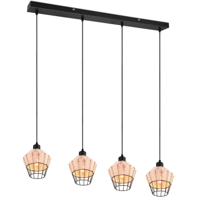 Afbeelding van Reality LED Hanglamp Hangverlichting E27 Fitting 4 lichts Rechthoek Bruin Aluminium