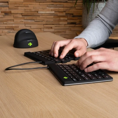 Afbeelding van R Go Split, ergonomisch toetsenbord, Bluetooth 5.0, met anti TMS software, Frans AZERTY, design gesplitst compatibel Windows/Microsoft/Linux/Mac, zwart