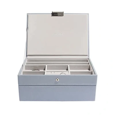 Afbeelding van Stackers Klassieke juwelendoos, oudroze blauw, set van 2