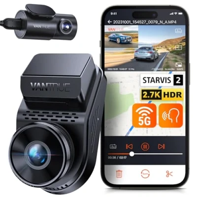 Afbeelding van VANTRUE S1 Pro 2.5K 60FPS Dual verborgen dashcam met wifi, STARVIS 2 HDR nachtzicht, auto voor achter, spraakherkenning, dashcam, ingebouwde GPS, 24 uur buffer parkeermodus, Max 512G