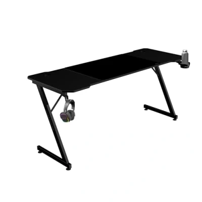 Afbeelding van MARSGAMING MGD X160, Gaming Bureau, Ergonomisch Ontwerp, Koolstofvezel Oppervlak, Metalen Frame, XXL Muismat, Hoofdtelefoon en Drinkhouder, Kabelbeheer, Bureau 160x60cm, Zwart
