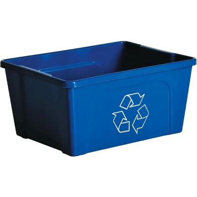 Afbeelding van Papierbak met recycle symbool, blauw