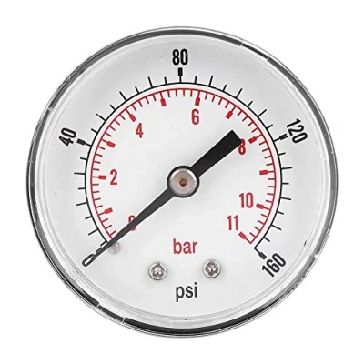 Afbeelding van Manometer, 50mm Zifferblatt 1/4 BSPT Axial Manometer für Luft, Wasser, Öl und Gas(0 160psi 0 11bar)