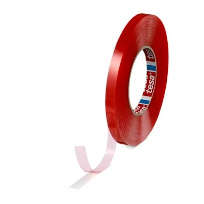 Afbeelding van Tesa 4965 Next Gen Dubbelzijdig plakband met hoge snijweerstand en lage temperaturen, hoogwaardige acryllijm, transparant, uitgebalanceerde biomasse lijm (12 mm x 50 m)