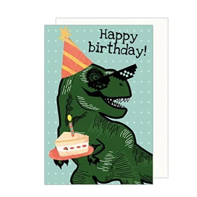 Afbeelding van Edition Seidel Premium verjaardagskaart met envelop. Wenskaart Billet Happy Birthday Humor Grappige Man Jongen Tiener Kids Cool Dino Party (G3462 SW023)