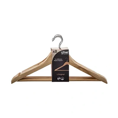 Afbeelding van Set van 8x stuks houten kledinghangers 45 x 23 cm Kledingkast hangers/kleerhangers