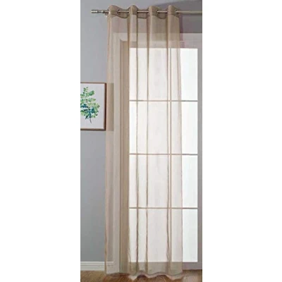 Afbeelding van Ooggordijn transparant »Uni« gordijn H x B 145 140 cm zand Stores oogjes loodbandsluiting woonkamer, 20332 cn