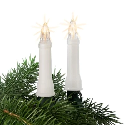 Afbeelding van hellum lichtketting kaarsen kerstboom, buiten met clip, 24 warmwitte leds, verlicht 1035 cm, 59 lm, afstand 45 cm kabel groene schacht wit, voedingskabel 5 m, voor