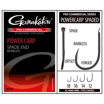 Afbeelding van Gamakatsu Coarse Pro C Powercarp A1 PTFE Spade End Barbless (10 pcs) Maat : 12