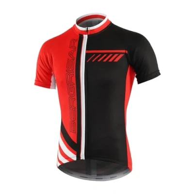 Afbeelding van BERGRISAR Heren Fietsshirts Korte Mouwen Fietsen Jersey Lichtgewicht Ademende,8002 rood,XXL