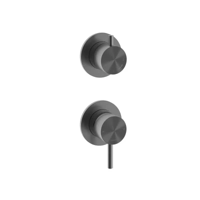 Afbeelding van HotBath Archie Inbouw mengkraan met 2 weg omstel Geborsteld Gunmetal PVD AR029BGP