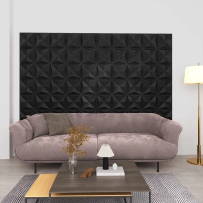 Afbeelding van 12 st Wandpanelen 3D 3 m² 50x50 cm origamizwart