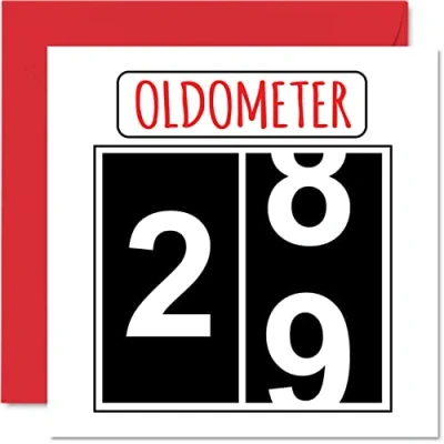 Afbeelding van Leuke 29e verjaardagskaarten voor mannen vrouw Oldometer Happy Birthday Card zoon dochter broer zus oom tante nichtje neef 145 mm wenskaarten, kaart