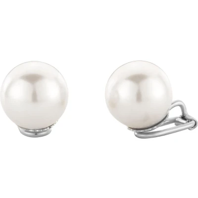 Afbeelding van Traveller Clip Oorbellen Oorclips Dames Zilverkleurig Parels 14 mm Wit 801114