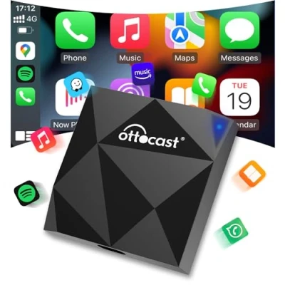 Afbeelding van OTTOCAST carplay Draadloze adapter voor iPhone, Wireless dongle automatische verbinding compatibel met bekabelde functie in de auto (bouwjaar: 2016 2024)