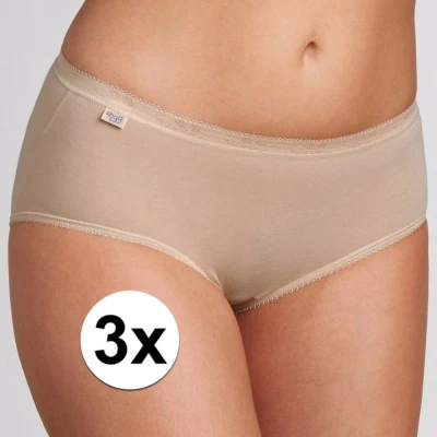 Afbeelding van Sloggi Basic Midi Dames Slip (3 pack) beige Maat 40