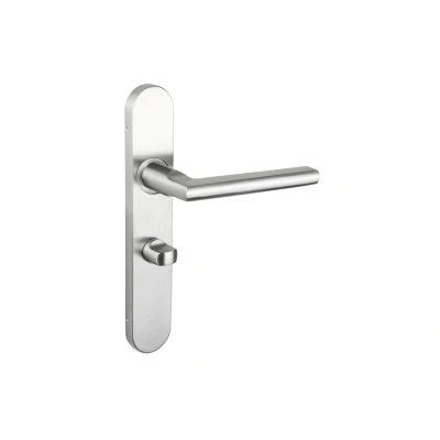 Afbeelding van Lavuzo deurkruk Teramo RVS met afgerond schild WC63/8 badkamersluiting Per set