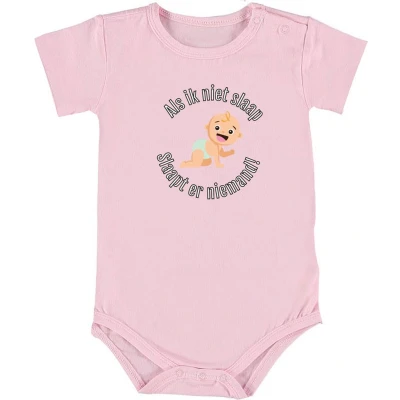 Afbeelding van Als ik niet slaap. Slaapt er niemand! Meisje Baby Romper 62/68 Roze Slapen Rust Dutje