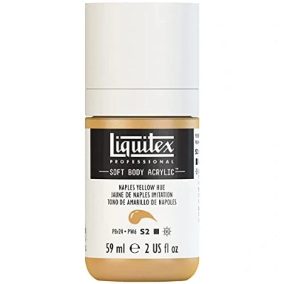 Afbeelding van Liquitex 1959601 Professional Acrylfarbe Soft Body Künstlerfarbe in cremiger deckender Konsistenz, hohe Pigmentierung, lichtecht &amp; alterungsbeständig, 59ml Flasche Neapelgelb Imit.