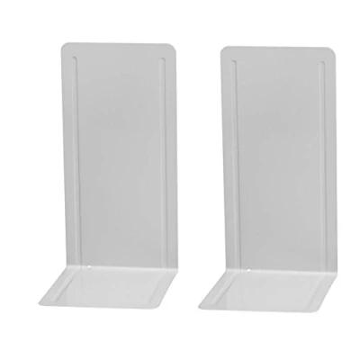 Afbeelding van Wedo 1021237 boekensteun (van metaal, hoge uitvoering met versterkingsgroeven, 14 x 12 24 cm) 2 stuks, lichtgrijs