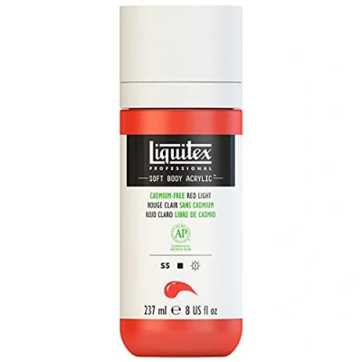Afbeelding van Liquitex 1923893 Professional Acrylfarbe Soft Body Künstlerfarbe in cremiger deckender Konsistenz, hohe Pigmentierung, lichtecht &amp; alterungsbeständig, 237ml Flasche Kadmiumfrei Rot Hell