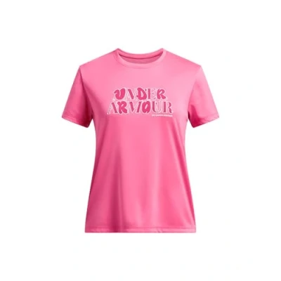 Afbeelding van Under Armour UA Tech Wordmark SS Super Roze/Schaduwrijke Fuchsia/Wit YLG