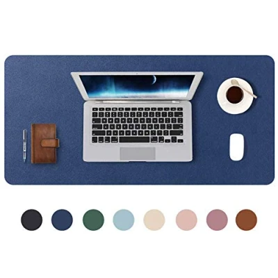 Afbeelding van DOBAOJIA Muismat Grote Mousepad XL, Bureaulegger Bureaumat, Bureau Vloeipapier Schrijfblok, Laptop Bureaumat voor kantoor/thuis, PU leer waterdicht + suède antislip 80 x 40 cm (Donkerblauw)