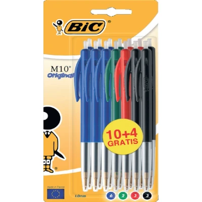 Afbeelding van Balpen Bic M10 medium assorti blister à 10+4 gratis