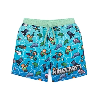 Afbeelding van Minecraft zwemshorts voor jongens Blauwgroene OF groene kruiperopties Kinderen Tieners Creeper Steve Alex TNT Explosieve Personages Gamer Zwembroek Trunks